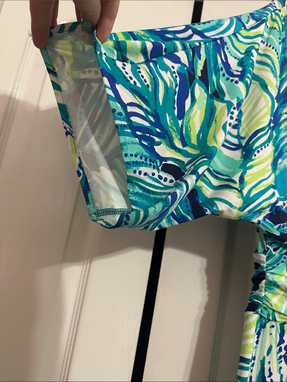 Lilly Pulitzer Tropical Leaf Print Wrap Maxi Dress - Green/Blue - Picture 3 of 5